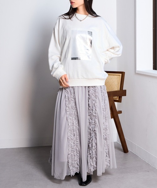 MAISON BREEZE(メゾンブリーズ)の「【MAISON BREEZE】裏毛オーガンジープルオーバースウェット DTK(スウェット・レディース・グレー/ブラック/ホワイト・FREE)」の17枚目の写真