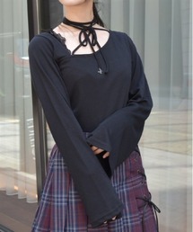 axes femme | ストラップ風リボンカットソー(Tシャツ/カットソー)