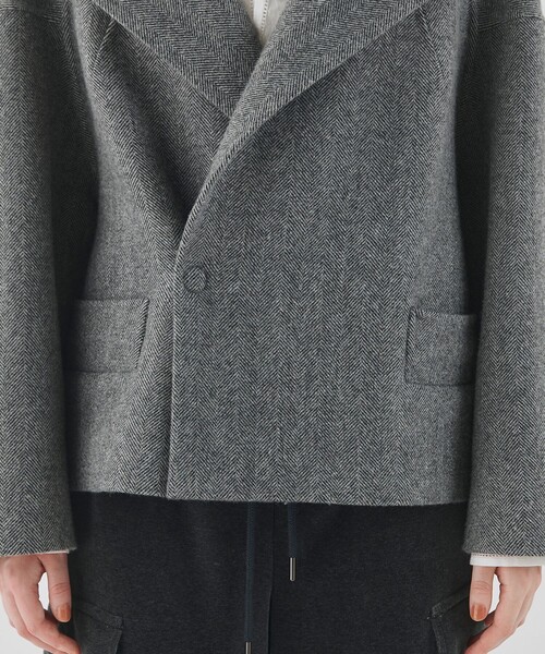 Deuxieme Classe ネップツィードコート　ヘリンボーン　コクーン Deuxieme Classe ネップツィードコート ヘリンボーン コクーン