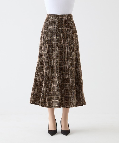 Tuche(トゥシェ)の「Tuche/トゥシェ ハレの日style ミックスツイード フレアロングスカート(スカート・レディース・ブラウン系その他/ブルー系その他・MEDIUM/LARGE)」の4枚目の写真