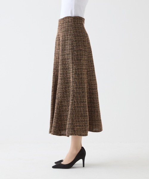 Tuche(トゥシェ)の「Tuche/トゥシェ ハレの日style ミックスツイード フレアロングスカート(スカート・レディース・ブラウン系その他/ブルー系その他・MEDIUM/LARGE)」の5枚目の写真