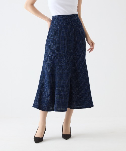 Tuche(トゥシェ)の「Tuche/トゥシェ ハレの日style ミックスツイード フレアロングスカート(スカート・レディース・ブラウン系その他/ブルー系その他・MEDIUM/LARGE)」の9枚目の写真