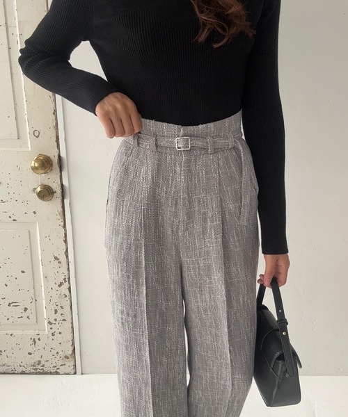 LAUIR（ラウアー）の「ツイードハイウエストパンツ[高身長サイズMT有り]（その他パンツ・レディース・ベージュ/グレー/ブラック・MEDIUM/LARGE/MT）」の8枚目の写真