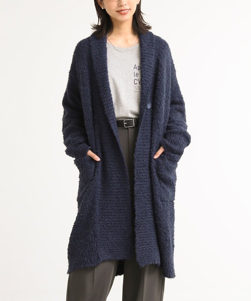 n'OrLABEL（ノアールレーベル）の「【機能素材】『ブークレニットコーディガン』（カーディガン/ボレロ・レディース・ミックスグレー/ブラウン系その他/ベージュ/ネイビー・FREE）」の4枚目の写真