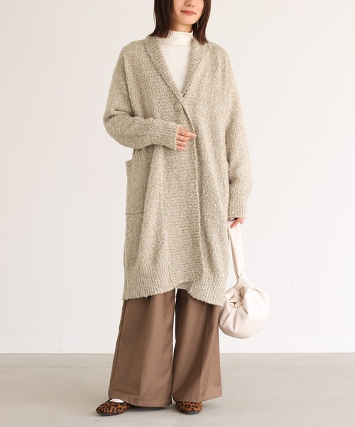 n'OrLABEL（ノアールレーベル）の「【機能素材】『ブークレニットコーディガン』（カーディガン/ボレロ・レディース・ミックスグレー/ブラウン系その他/ベージュ/ネイビー・FREE）」の7枚目の写真