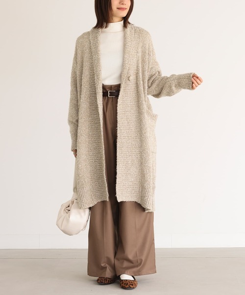 n'OrLABEL（ノアールレーベル）の「【機能素材】『ブークレニットコーディガン』（カーディガン/ボレロ・レディース・ミックスグレー/ブラウン系その他/ベージュ/ネイビー・FREE）」の6枚目の写真