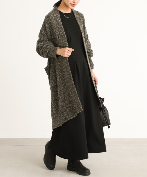 n'OrLABEL（ノアールレーベル）の「【機能素材】『ブークレニットコーディガン』（カーディガン/ボレロ・レディース・ミックスグレー/ブラウン系その他/ベージュ/ネイビー・FREE）」の5枚目の写真