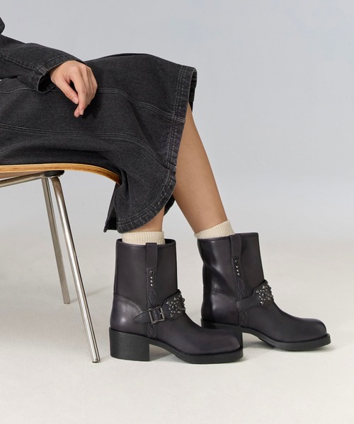 ASH（アッシュ）の「ASH/アッシュ【TEQUILA】スタッズベルト ウエスタンショートブーツ ５cmヒール（ブーツ・レディース・ブラック・36/38/37）」の11枚目の写真