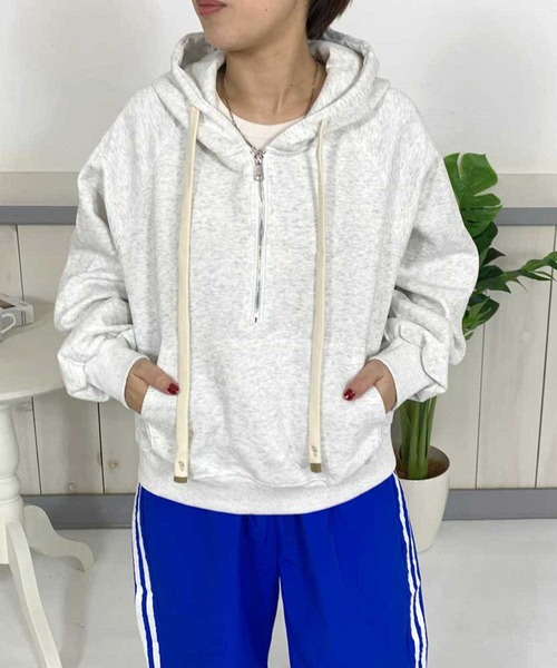 CRB（シーアールビー）の「ハーフジッププルパーカー（パーカー・レディース・グレー/ベージュ/チャコール・F）」の19枚目の写真