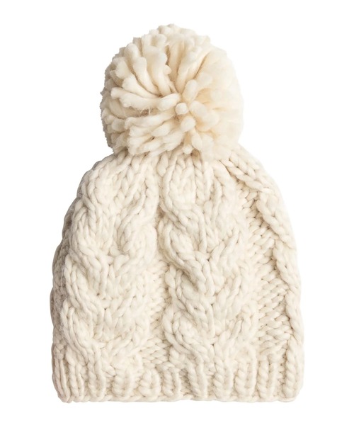 ROXY(ロキシー)の「WINTER BEANIE/ロキシーポンポン付きケーブルニットキャップ・ビーニー(ニットキャップ/ビーニー・レディース・ホワイト/オレンジ・FREE)」の4枚目の写真