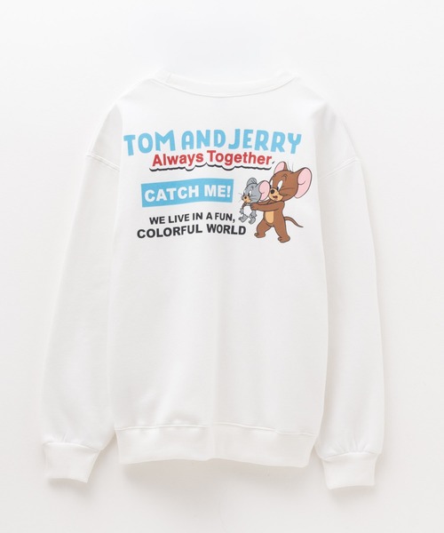 Tom＆Jerry（トムアンドジェリー）の「TOM＆JERRY トムとジェリー 刺繍 ルーズシルエットトレーナー（スウェット・レディース・オフホワイト/杢グレー/オートミール・フリー）」の9枚目の写真