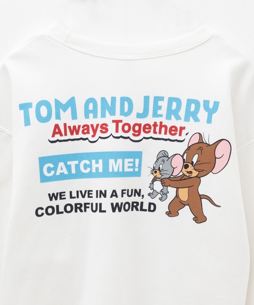 Tom＆Jerry（トムアンドジェリー）の「TOM＆JERRY トムとジェリー 刺繍 ルーズシルエットトレーナー（スウェット・レディース・オフホワイト/杢グレー/オートミール・フリー）」の11枚目の写真