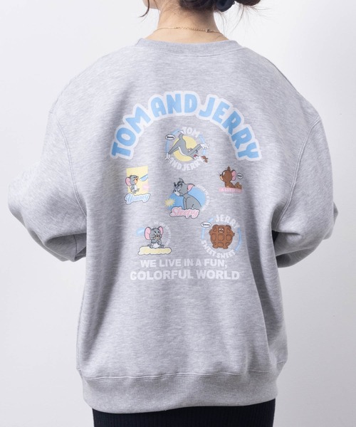Tom＆Jerry（トムアンドジェリー）の「TOM＆JERRY トムとジェリー 刺繍 ルーズシルエットトレーナー（スウェット・レディース・オフホワイト/杢グレー/オートミール・フリー）」の16枚目の写真