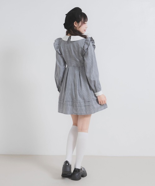 DearMyLoveRose(ディアマイラブローズ)の「配色角襟フリルタック長袖ワンピース(ワンピース・レディース・ブルー/ブラック系その他/ブラック/ピンク系その他/ネイビー/ブルー系その他/ダークブルー/ピンク・SMALL/MEDIUM/LARGE/LL/3L)」の10枚目の写真