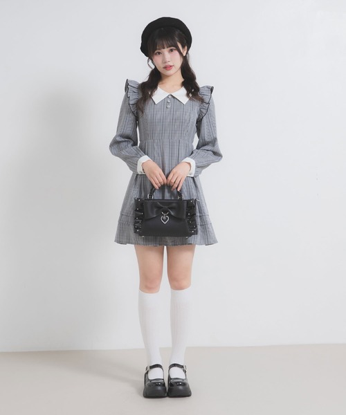 DearMyLoveRose(ディアマイラブローズ)の「配色角襟フリルタック長袖ワンピース(ワンピース・レディース・ブルー/ブラック系その他/ブラック/ピンク系その他/ネイビー/ブルー系その他/ダークブルー/ピンク・SMALL/MEDIUM/LARGE/LL/3L)」の14枚目の写真