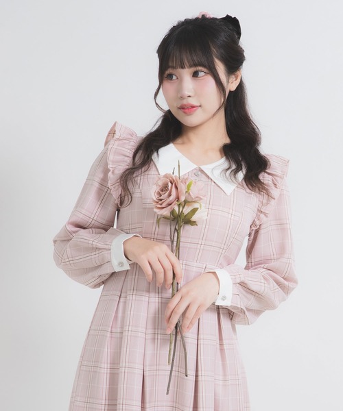DearMyLoveRose(ディアマイラブローズ)の「配色角襟フリルタック長袖ワンピース(ワンピース・レディース・ブルー/ブラック系その他/ブラック/ピンク系その他/ネイビー/ブルー系その他/ダークブルー/ピンク・SMALL/MEDIUM/LARGE/LL/3L)」の19枚目の写真