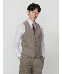 TRANS CONTINENTS　コットンコーデュロイ　セットアップベスト　ベージュ/ブラウン