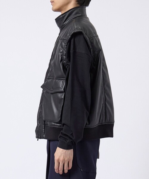 BASICKS/ベイシックス】Patted Faux Leather Vest（ベスト