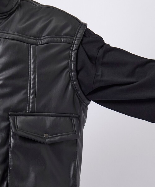 BASICKS（ベイシックス）の「【BASICKS/ベイシックス】Patted Faux Leather Vest（ベスト・メンズ・ブラック・M）」の7枚目の写真