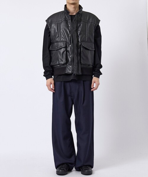 BASICKS/ベイシックス】Patted Faux Leather Vest（ベスト