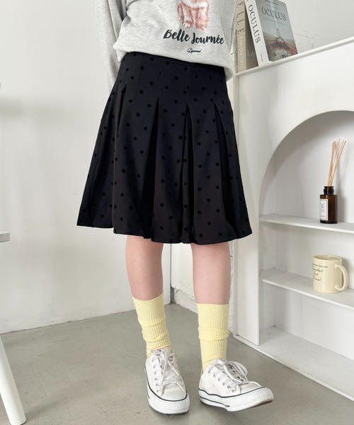 セール】ドットプリーツミディスカート（スカート）｜SOLLON