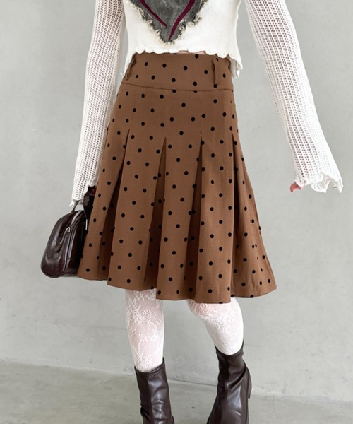 SALE【Alaia】プリーツ ミディスカート セール】ドットプリーツミディスカート（スカート）｜SOLLON