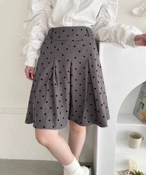 セール】ドットプリーツミディスカート（スカート）｜SOLLON