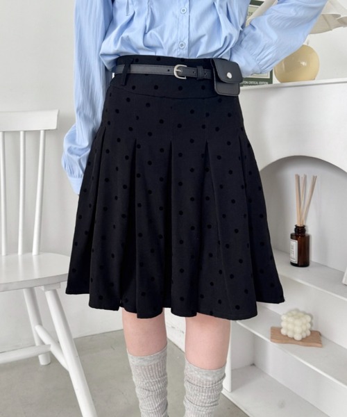 セール】ドットプリーツミディスカート（スカート）｜SOLLON