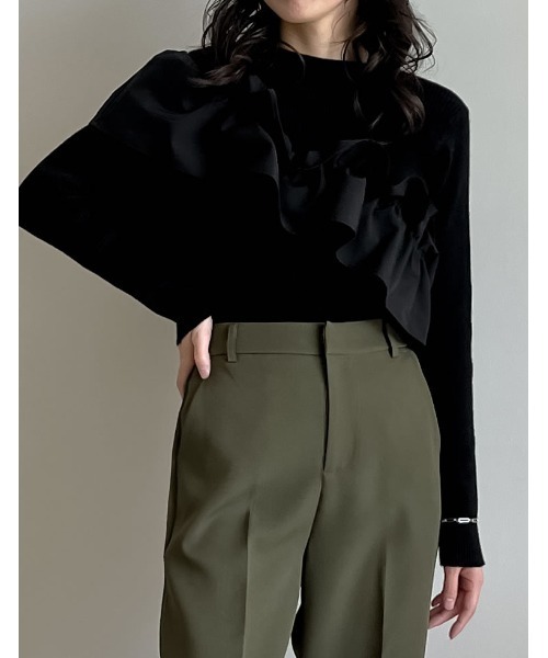 2024-25 WINTER COLLECTION]タフタフリルドッキングニットトップス