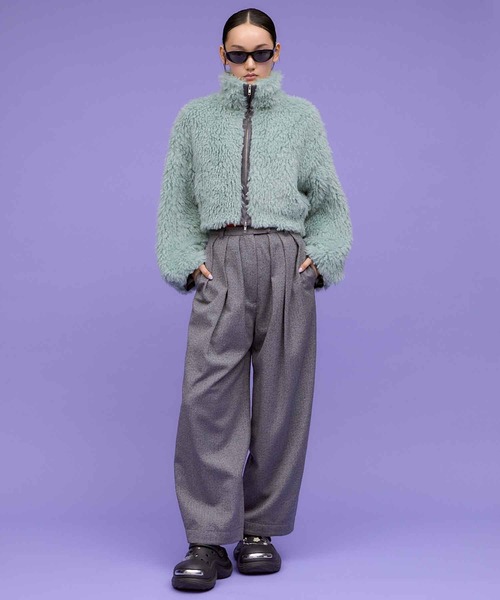 THINGS THAT MATTER（シングス ザット マター）の「WOOL MIX HERRINGBONE COCOON PANTS / ウールミックスヘリンボーンコクーンパンツ（その他パンツ・レディース・グレー・1/2）」の8枚目の写真