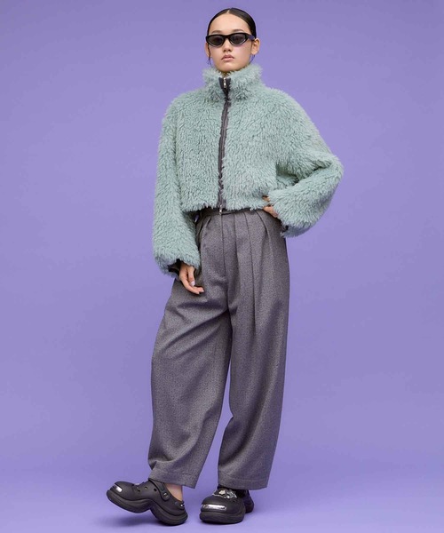 セール】WOOL MIX HERRINGBONE COCOON PANTS / ウールミックス