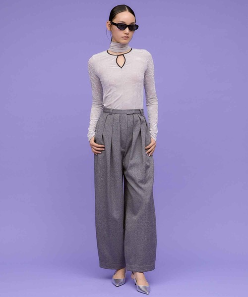 WOOL MIX HERRINGBONE COCOON PANTS / ウールミックス