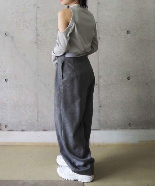 セール】WOOL MIX HERRINGBONE COCOON PANTS / ウールミックス