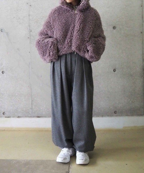 セール】WOOL MIX HERRINGBONE COCOON PANTS / ウールミックス