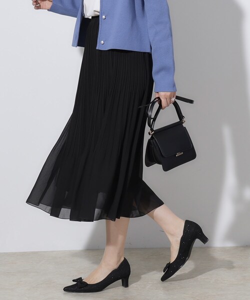 couture brooch（クチュールブローチ）の「【セレモニーシーン/お仕事にも】ランダムプリーツスカート（スカート・レディース・ライトベージュ/ネイビー/ブラック・38/40/36/42）」の12枚目の写真