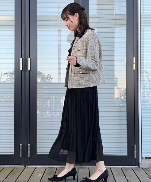 couture brooch（クチュールブローチ）の「【セレモニーシーン/お仕事にも】ランダムプリーツスカート（スカート・レディース・ライトベージュ/ネイビー/ブラック・38/40/36/42）」の14枚目の写真