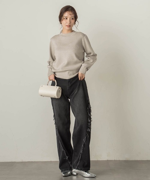 VICKY（ビッキー）の「抗ピリングスウェットライクニット≪手洗い可能≫（ニット/セーター・レディース・ブラック/ベージュ/ライトグレー・M）」の20枚目の写真