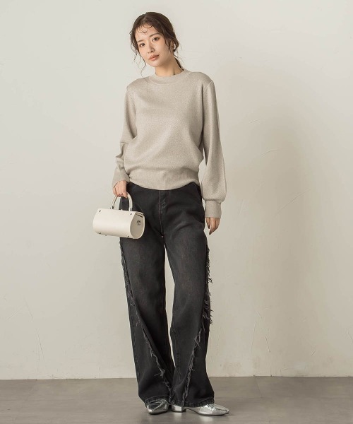 VICKY（ビッキー）の「抗ピリングスウェットライクニット≪手洗い可能≫（ニット/セーター・レディース・ブラック/ベージュ/ライトグレー・M）」の21枚目の写真