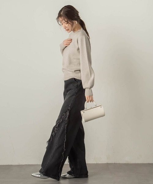 VICKY（ビッキー）の「抗ピリングスウェットライクニット≪手洗い可能≫（ニット/セーター・レディース・ブラック/ベージュ/ライトグレー・M）」の22枚目の写真