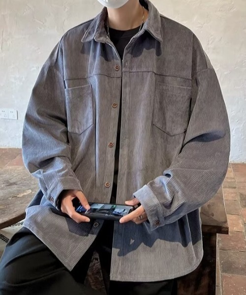 MGV（エムジーヴィー）の「コーデュロイベーシックシャツ（シャツ/ブラウス・メンズ・アイボリー/ブラック/グレー/ブルー・MEDIUM/LARGE/X-LARGE）」の4枚目の写真