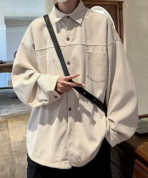 MGV（エムジーヴィー）の「コーデュロイベーシックシャツ（シャツ/ブラウス・メンズ・アイボリー/ブラック/グレー/ブルー・MEDIUM/LARGE/X-LARGE）」の2枚目の写真