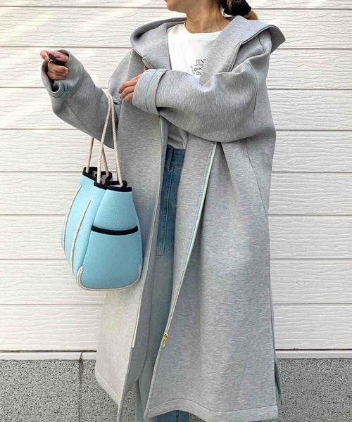 Q（キュー）の「ダンボールフーディーアウター（その他アウター・レディース・ライトグレー/ブラック・MEDIUM）」の19枚目の写真