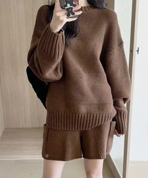 gossip!ロサンゼルス(ゴシップロサンゼルス)の「ニットセットアップ(セットアップ・レディース・グレー/オフホワイト/ブラウン/ブルー・FREE)」の6枚目の写真