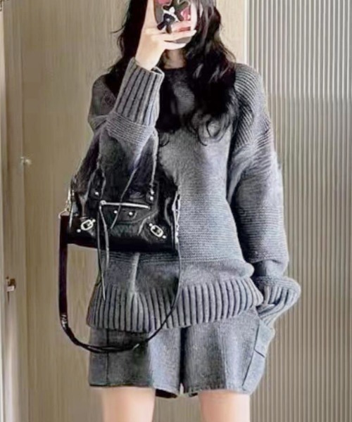 gossip!ロサンゼルス(ゴシップロサンゼルス)の「ニットセットアップ(セットアップ・レディース・グレー/オフホワイト/ブラウン/ブルー・FREE)」の13枚目の写真