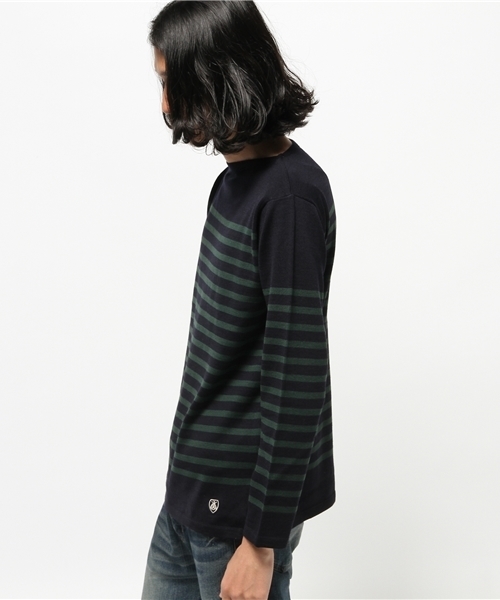 ORCIVAL(オーシバル)の「【ORCIVAL/オーシバル】メリノウールボーダーボートネック(ニット/セーター・メンズ・オフホワイト/ネイビー・MEDIUM/LARGE)」の3枚目の写真