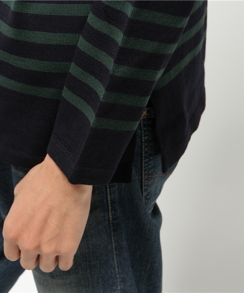 ORCIVAL(オーシバル)の「【ORCIVAL/オーシバル】メリノウールボーダーボートネック(ニット/セーター・メンズ・オフホワイト/ネイビー・MEDIUM/LARGE)」の6枚目の写真