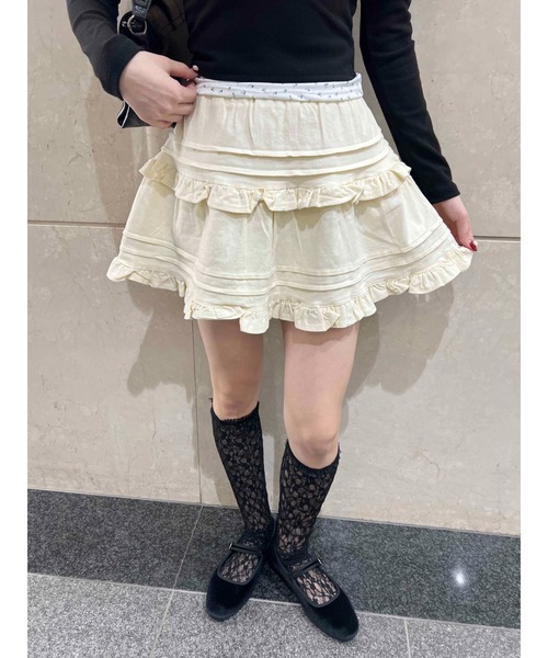 PHILLY(フィリー)の「【PHILLY】デザインフリルスカート(スカート・レディース・アイボリー/ブラック・FREE)」の9枚目の写真