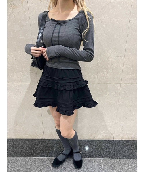 PHILLY(フィリー)の「【PHILLY】デザインフリルスカート(スカート・レディース・アイボリー/ブラック・FREE)」の15枚目の写真