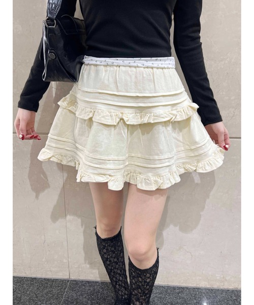 PHILLY(フィリー)の「【PHILLY】デザインフリルスカート(スカート・レディース・アイボリー/ブラック・FREE)」の6枚目の写真