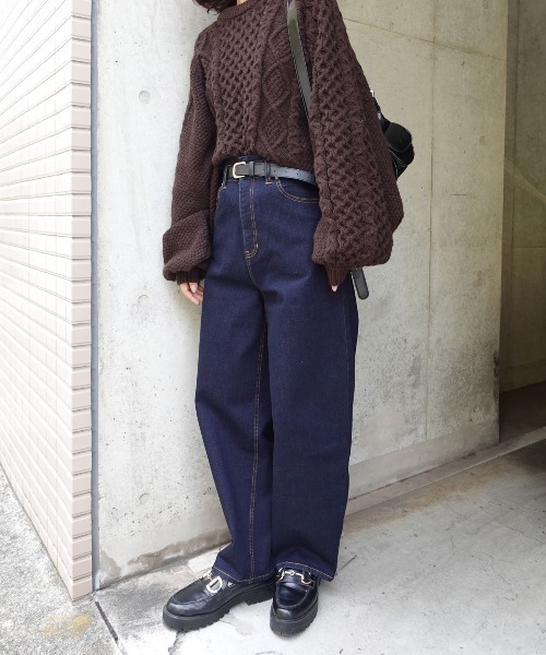 CORNERS（コーナーズ）の「ハイウエストワイドカーブデニム（デニムパンツ・レディース・ネイビー・マルチサイズ）」の14枚目の写真